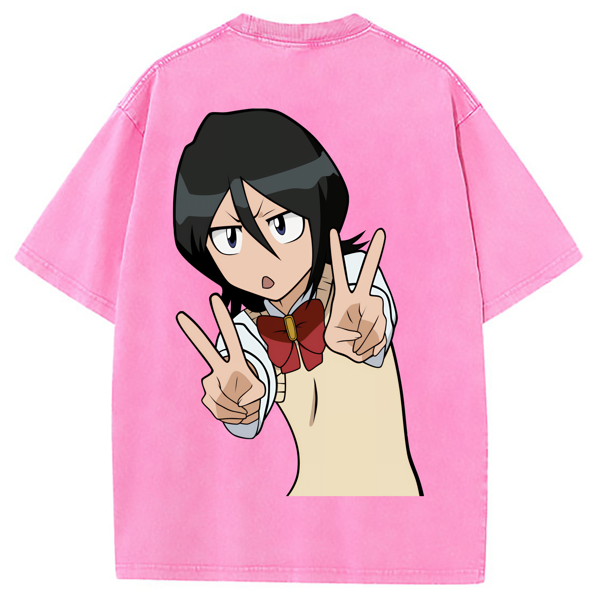 （画像用） ブリーチ 朽木ルキア BLEACH Kuchiki Rukia 綿100% ヴィンテージ風 半袖Tシャツ（背面プリント）